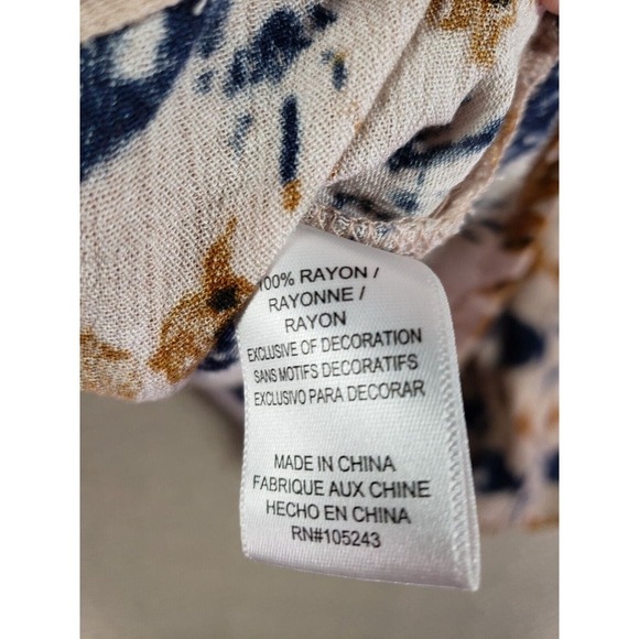 Studio B By Bobeau Top Womens XL Multicolour 100% Rayon Balloon Sleeve Blouse - Picture 10 of 10